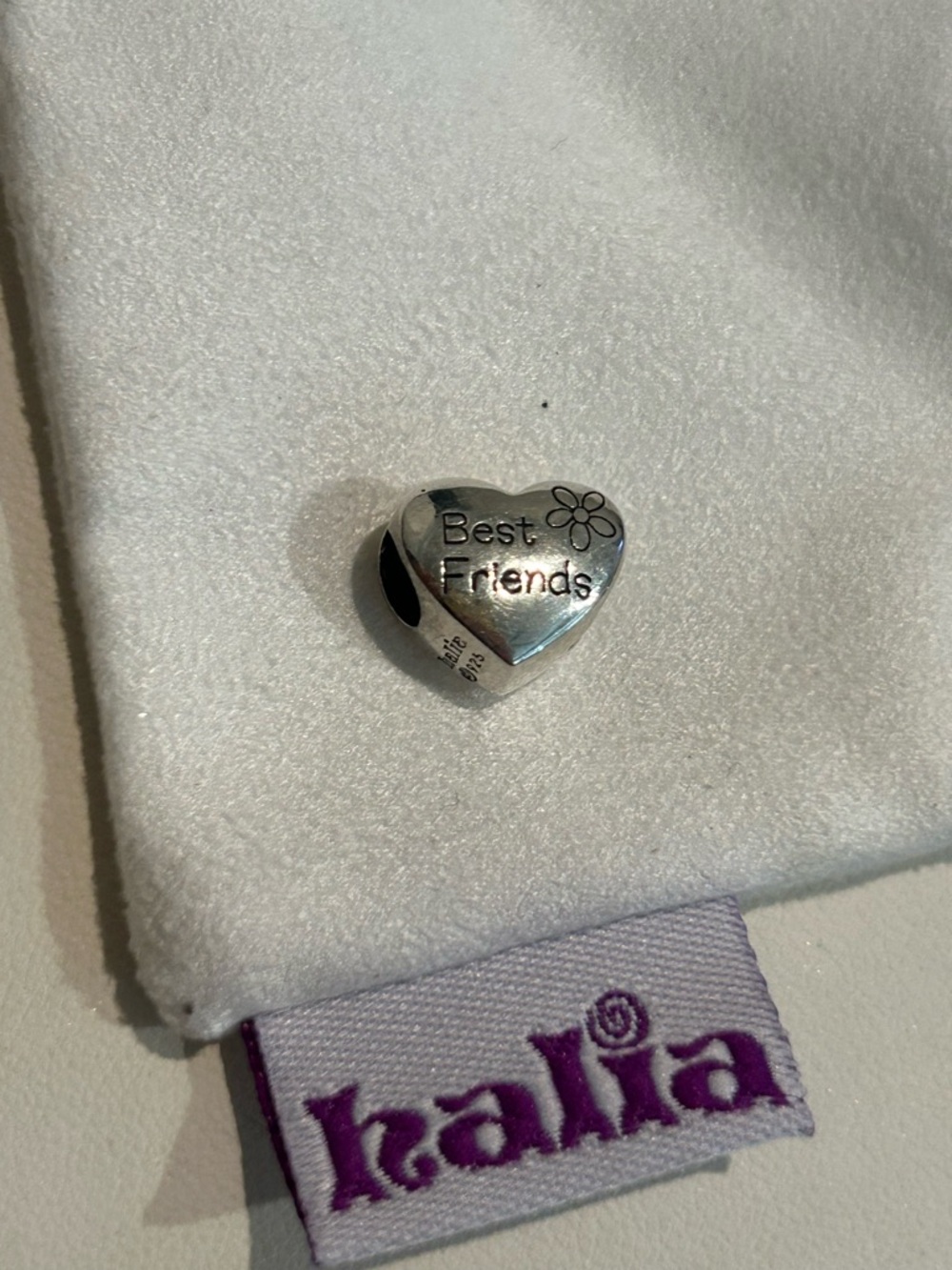 Halia "Best Friends" Heart Charm - Sterling Silver
